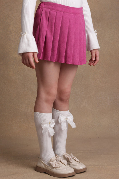 Girls Pink Pleated Skorts