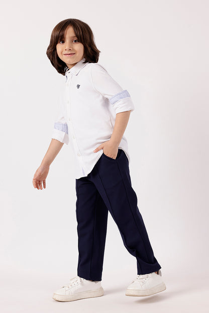 Boys Navy Blue Lycra Trouser