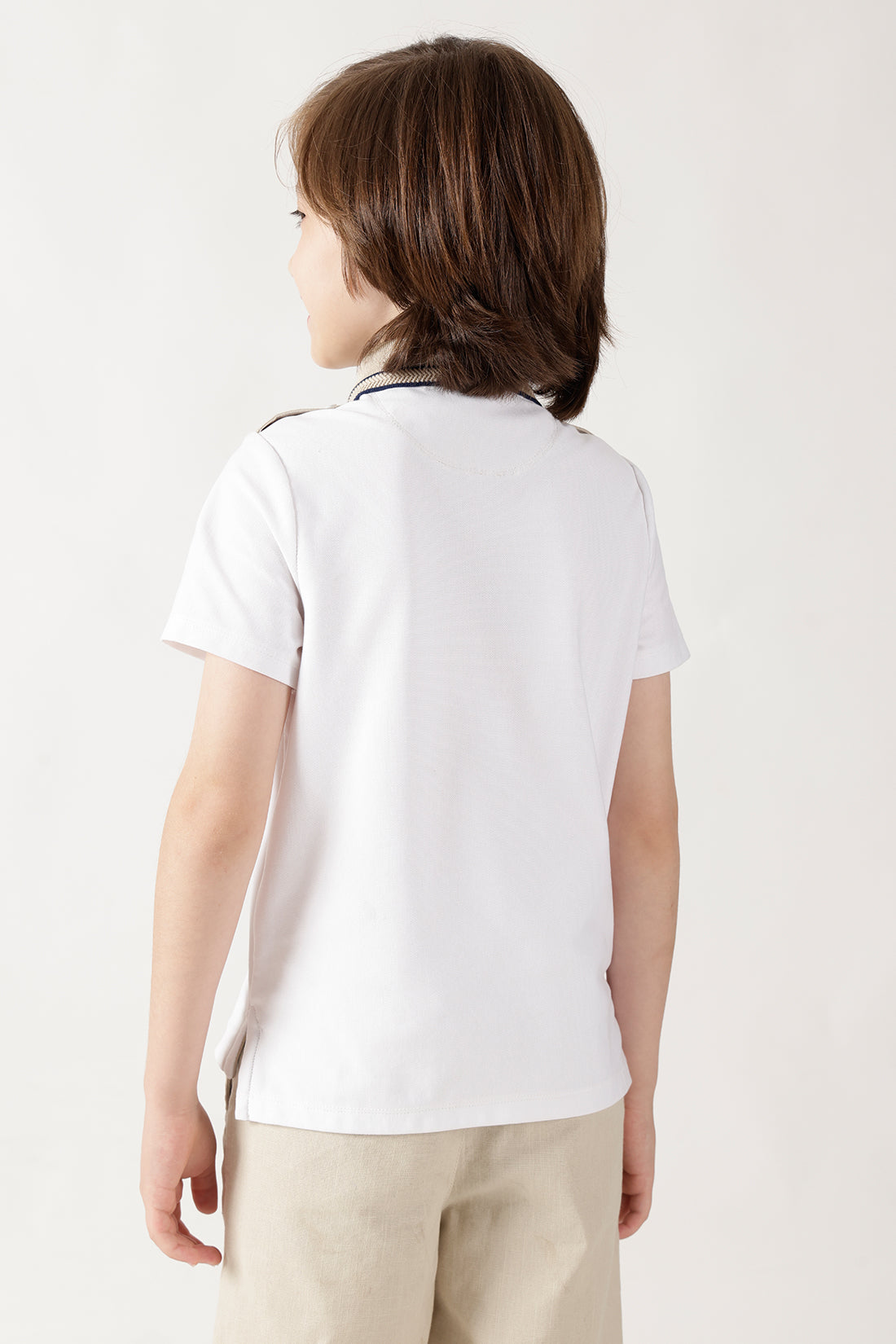 Boys White Regular Fit Short Sleeve Solid T-Shirts