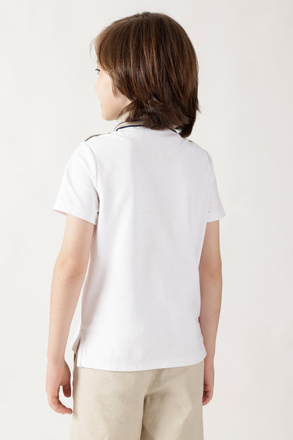 Boys White Regular Fit Short Sleeve Solid T-Shirts