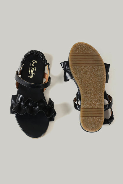 Girls' Black Midnight Ruffle Sandals Online By One Friday