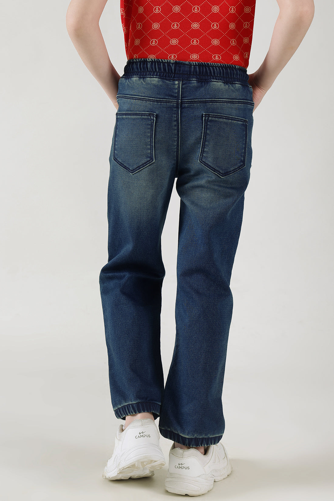 Boys Medium Blue Loose Fit Solid Cargo by One Friday