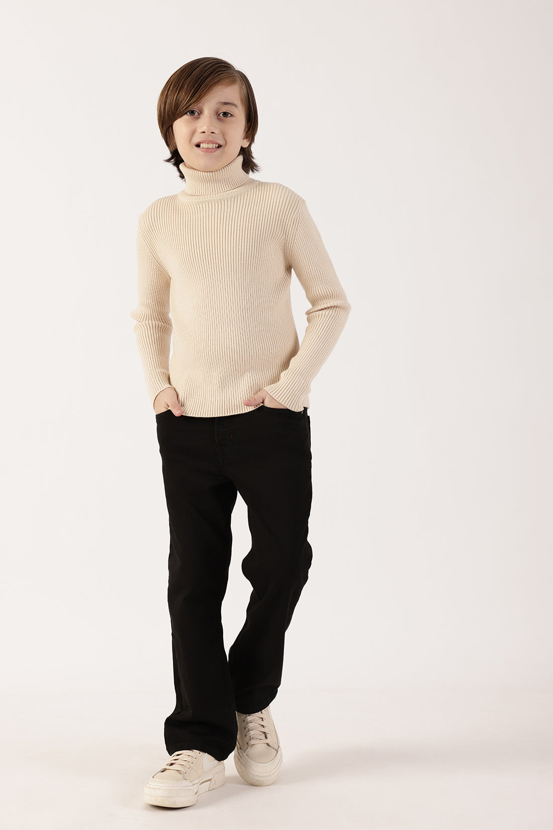 Boys Off-White Turtle Neck Jumper