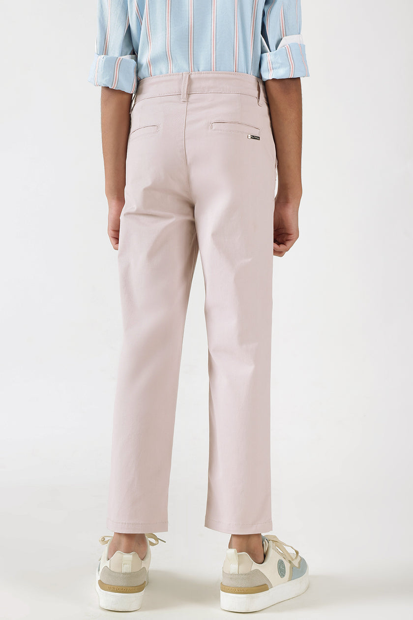 Boys Pink Regular Fitted Solid Trouser by One Friday