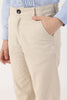 Boys Beige Solid Stretch Woven Trousers