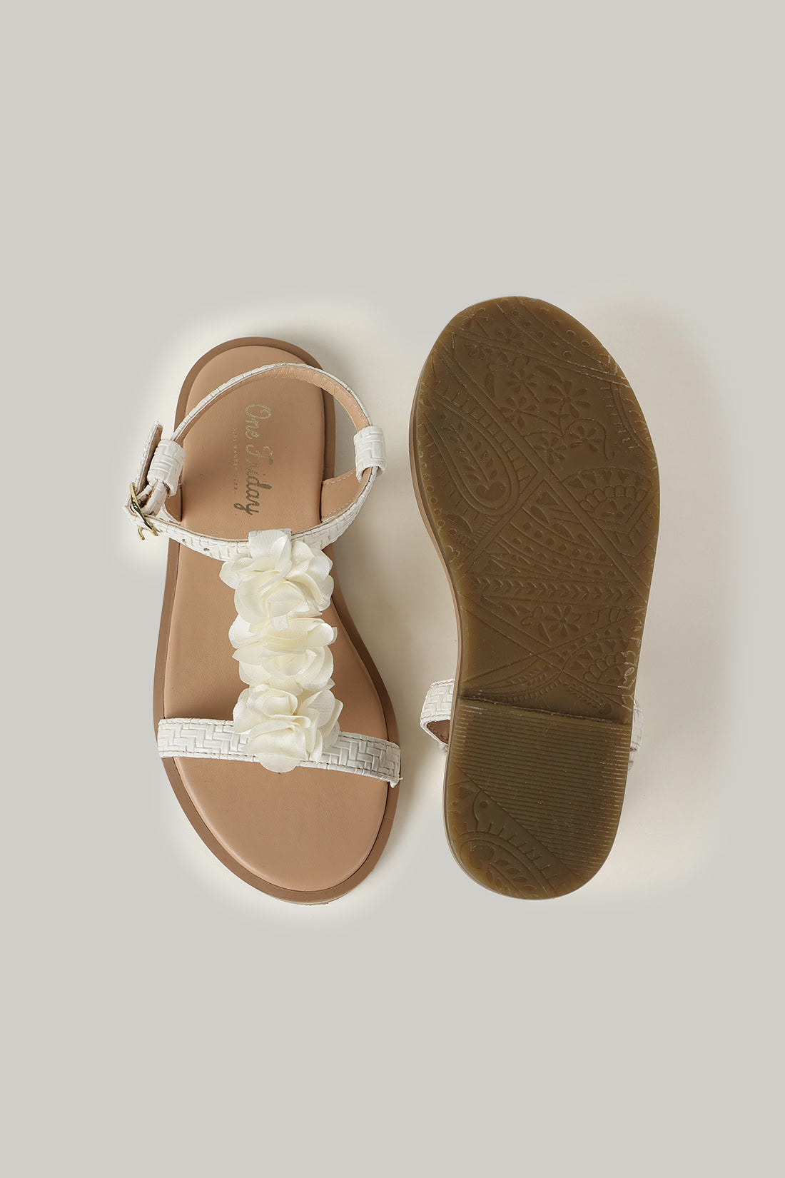 One Friday Girls Off White Solid Sandal