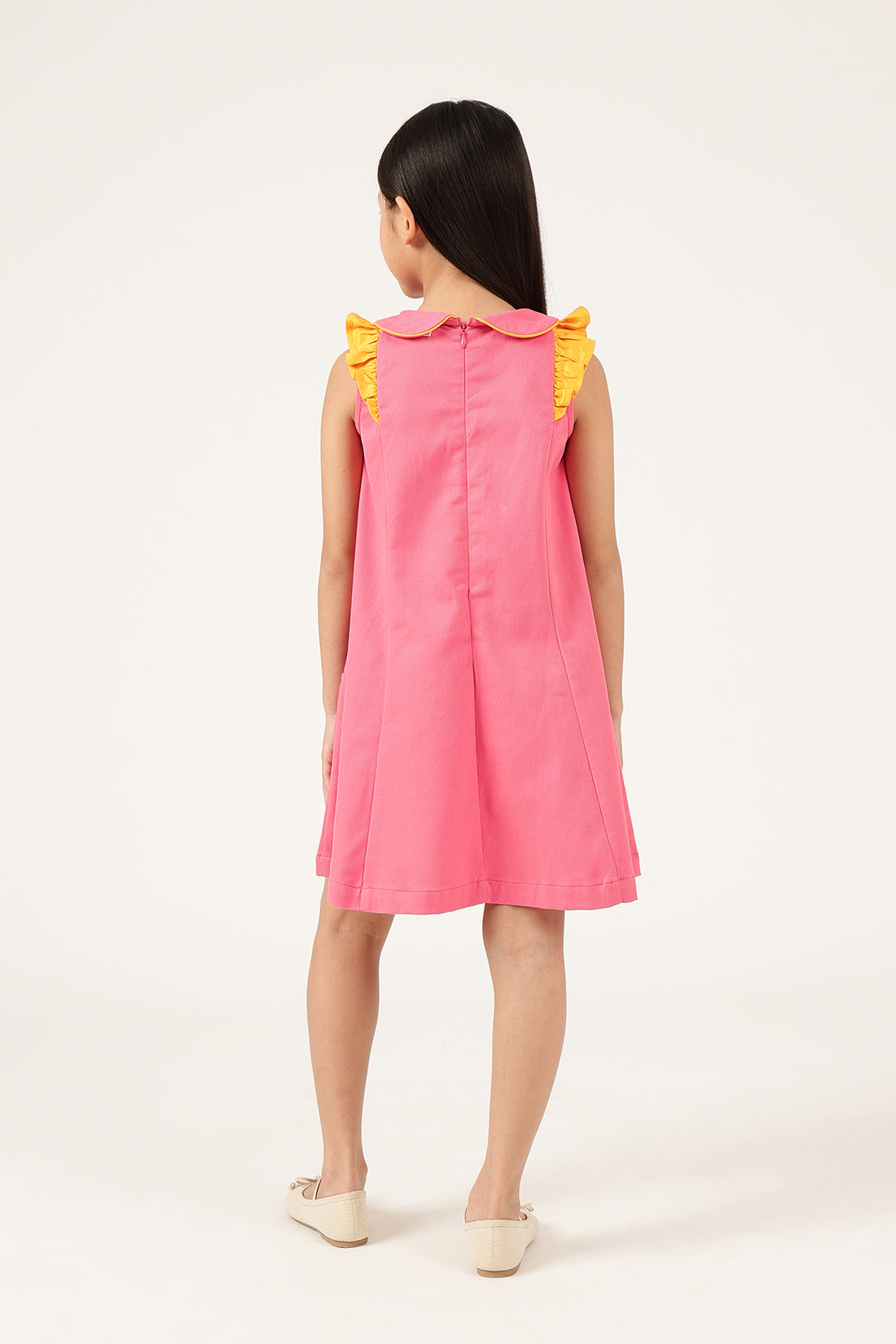 Girls Pink Peter Pan Collar Dress