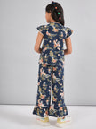 One Friday Kids Girls Navy Blue Printed Night Suit