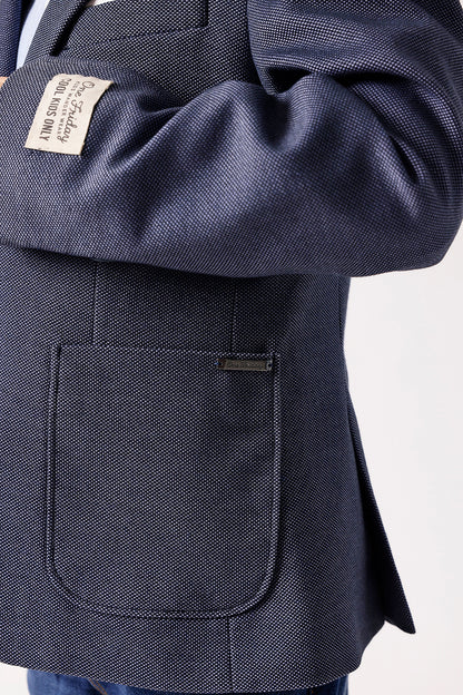 Boys’ Blue Formal Blazer with Chest Pocket Square