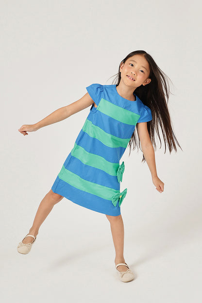 Girl’s Blue Striped Woven Dress