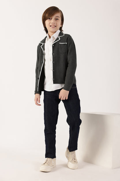 Boys Grey Knit Cardigan One Friday