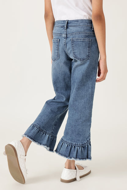 Girls Blue Regular Fit Solid Denim Jeans by One Friday