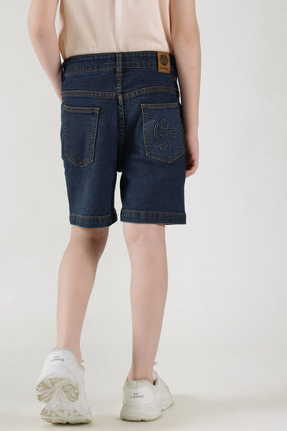 Boys Navy Blue Regular Fit Solid Shorts by One Friday