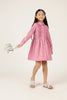 Girls Pink Striped Cotton Shirt Collar Full Sleeve Dress | One Friday