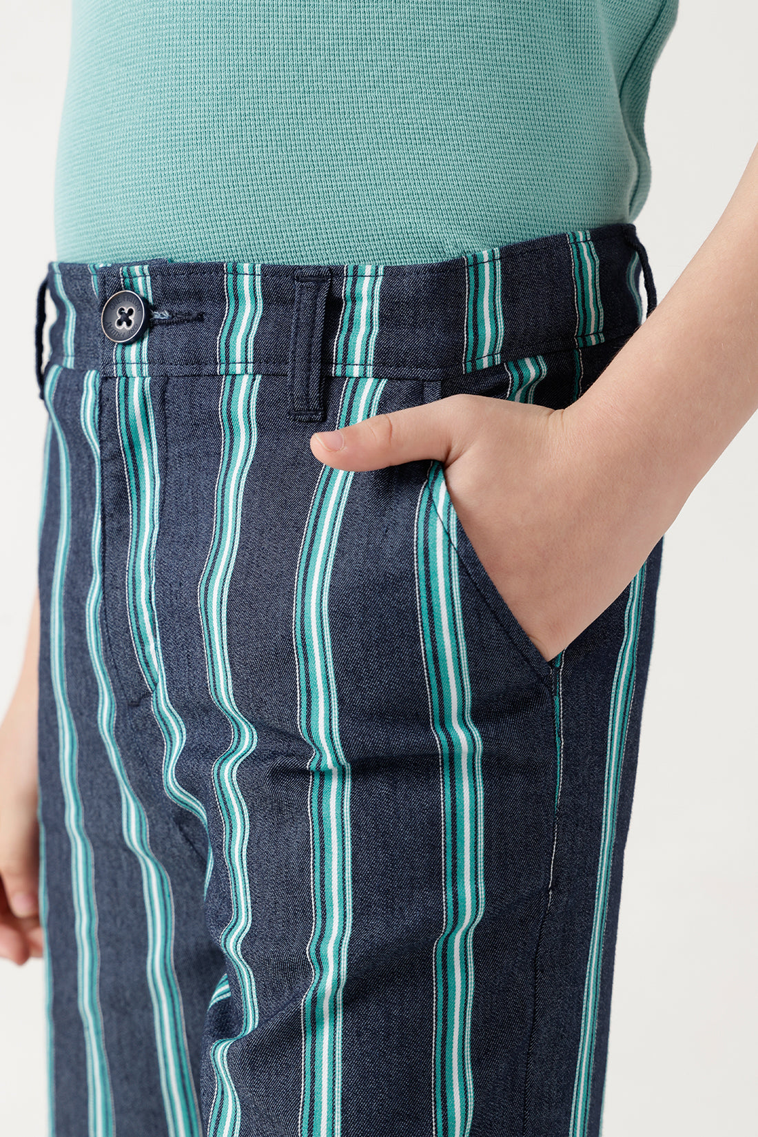 Boys Indigo Blue Printed Shorts by One Friday