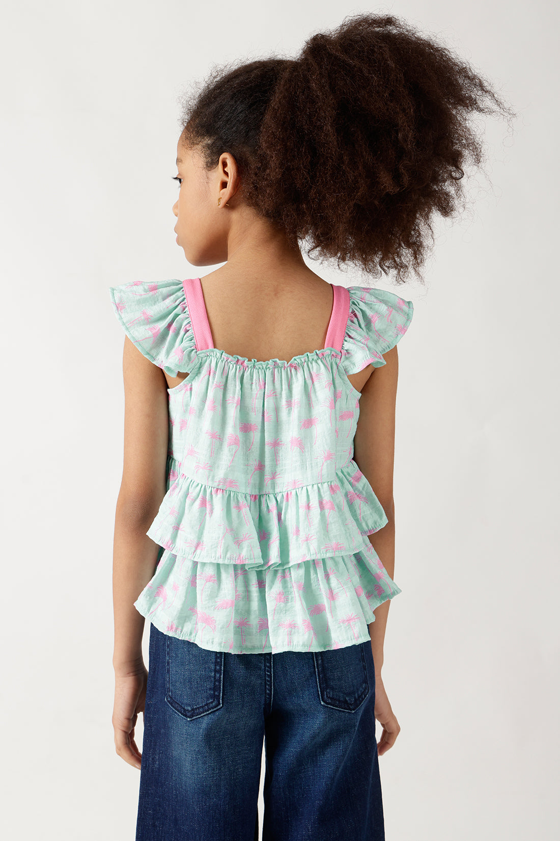 Girls Multicolor Regular Fit Sleeveless All-Over Print Top by One Friday