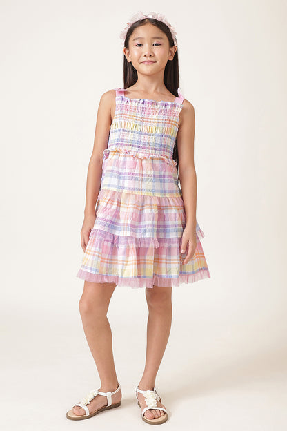 Girls Multi Seersucker Check Dress