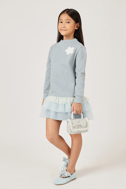 Girls Solid Cotton Knit Full Sleeve Dress