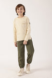 Boys Beige Solid Round Neck Cotton T-Shirt