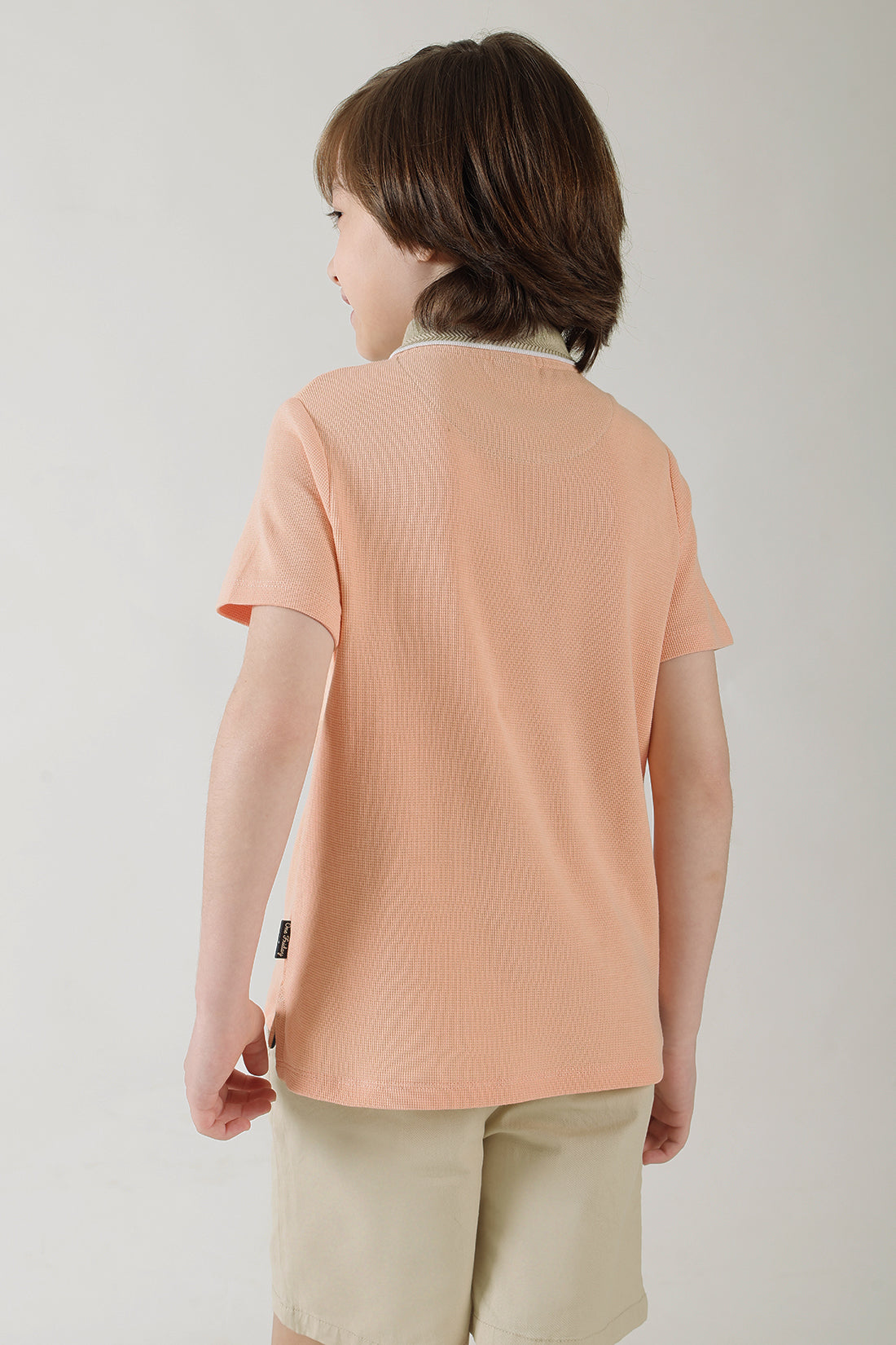 Boys Pink Regular Fitted Half Sleeve Textured T-Shirts By One Friday