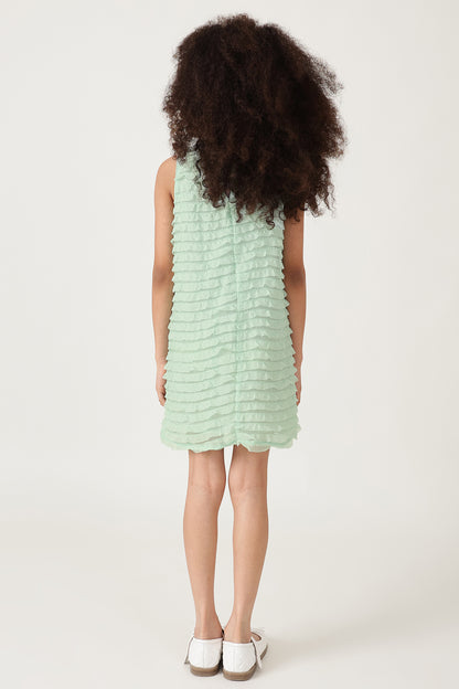 Girls Mint Frilled A-Line Dress By Sleeveless - One Friday