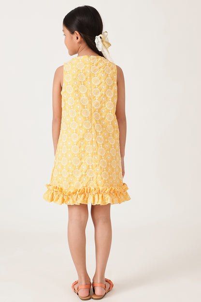 One Friday Girls Yellow Schiffly Dress