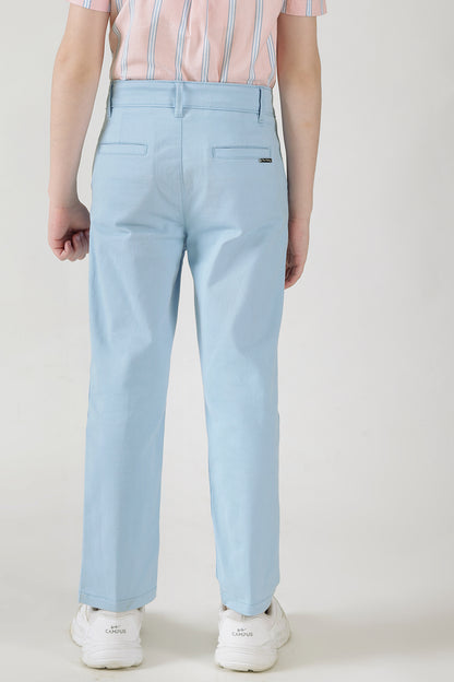 Boys Blue Regular Fit Solid Chinos by One Friday