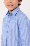 One Friday Boys Blue Striped Woven Shirt