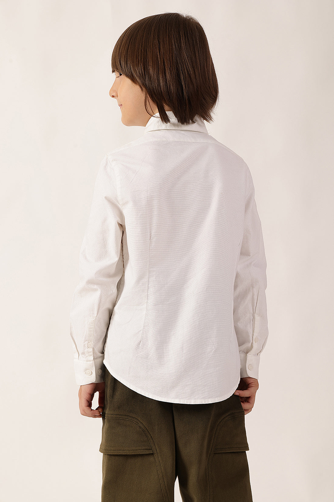 Boys White Cotton Blend Shirt
