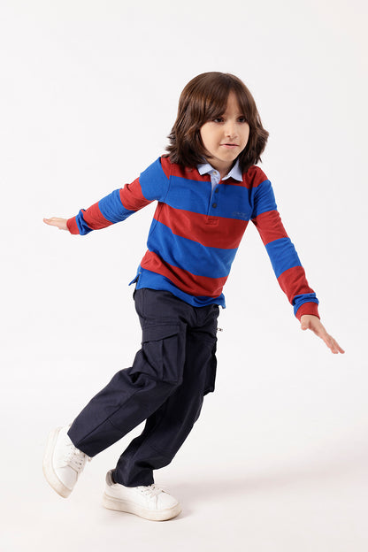 Boys Multi Striped Polo Full Sleeve T-Shirt | One Friday