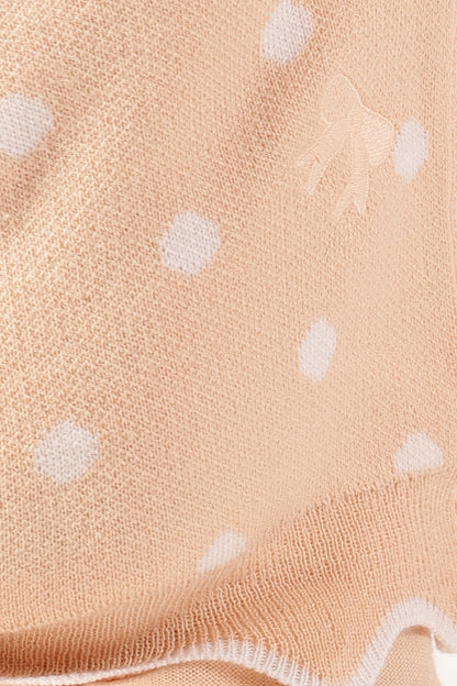 Baby Girls Peach Polka Dot Knit Sweater