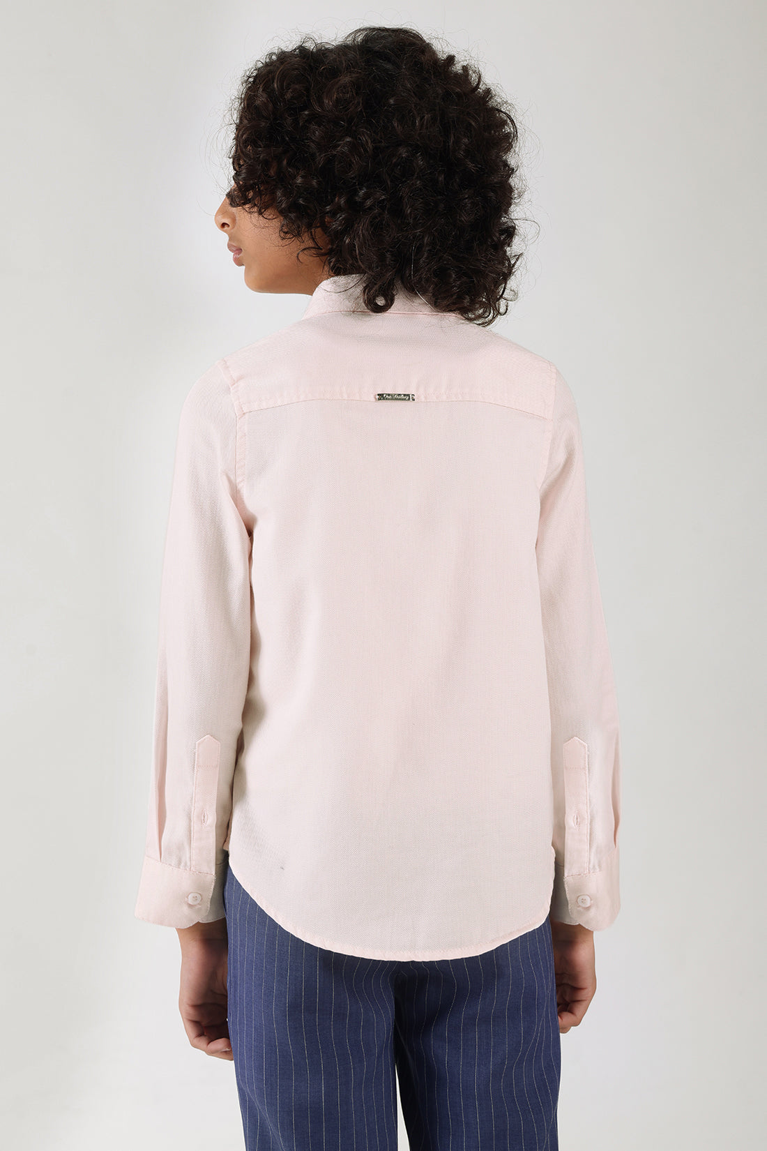 Boys Pink Regular Fit Full Sleeve Solid Shirt by One Friday