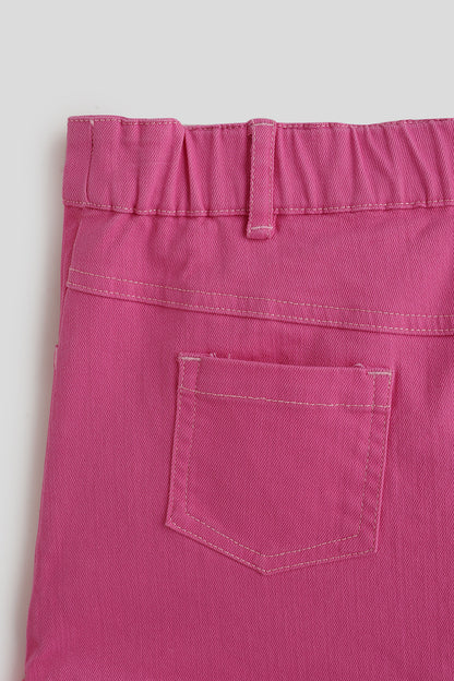 One Friday Girls Pink Solid Skirt