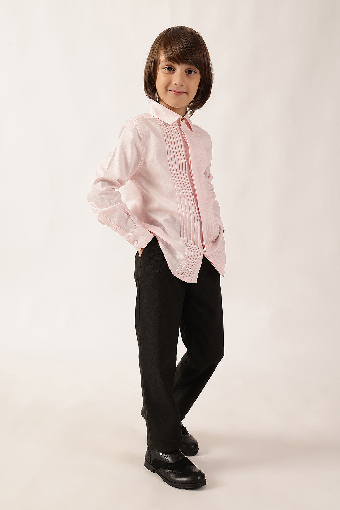Boys Pink Cotton Full Sleeve Woven Shirt | One Friday