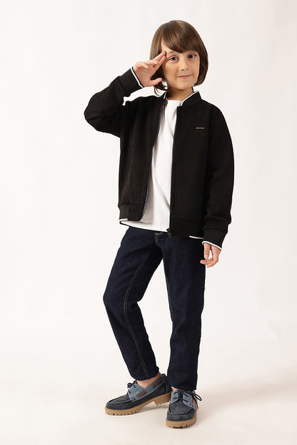 Boys Black Winter Jacket Outerwear with Zip