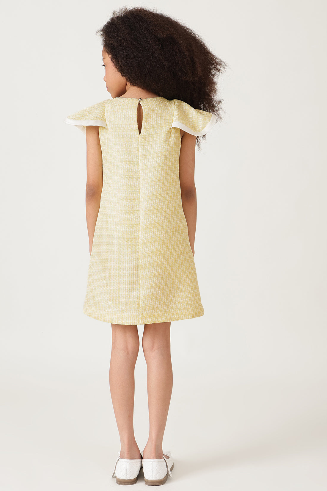 One Friday Girls Yellow Boucle Dress