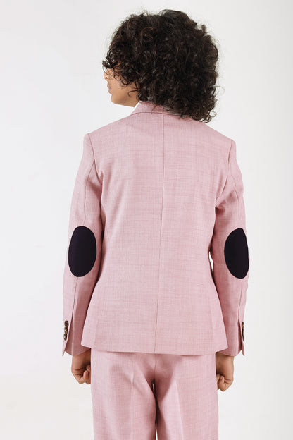 Boys Pink Regular Fit Blazer & Pants Two-Piece Suit Set by One Friday