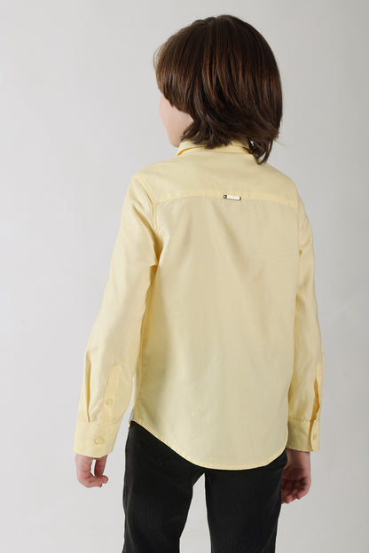 Boys Yellow Regular Full Sleeve Solid Shirt by One Friday