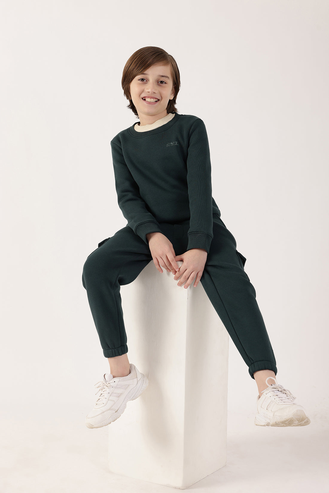 Boys Green Cotton Blend Sweatshirt