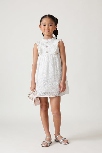 Girls Off White Lace Dress