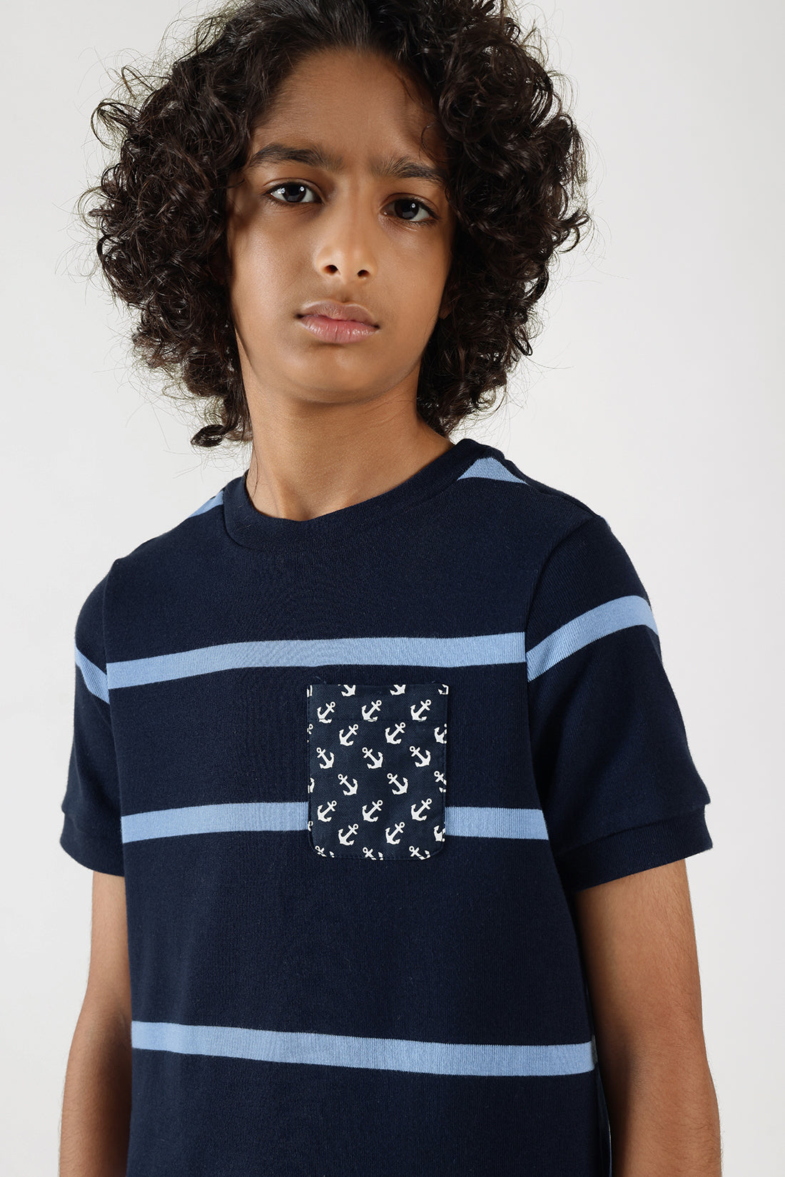 Boys Navy & Light Blue Stripe T-Shirt