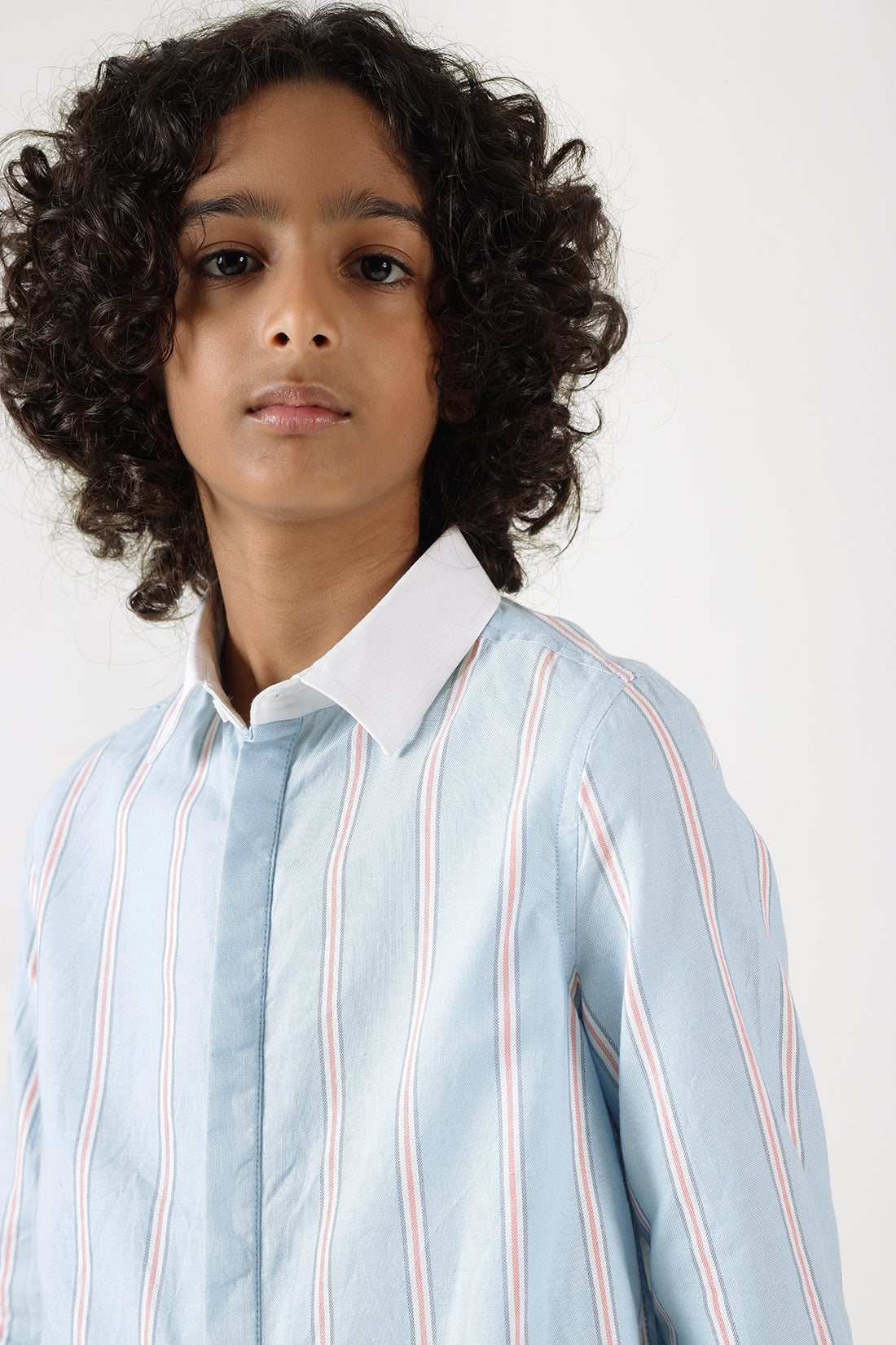 Boys Aqua Regular Fit Full Sleeve Striped Shirt