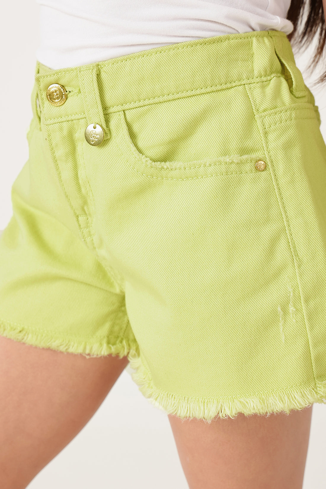 Girls Mint Green Regular Fit Solid Shorts by One Friday