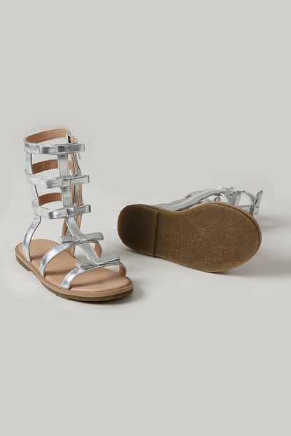 Girls Silver Solid Sandal