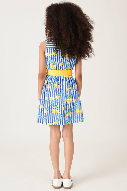 Girls Multicolor Printed Shirt Dress By Sleeveless - One Friday