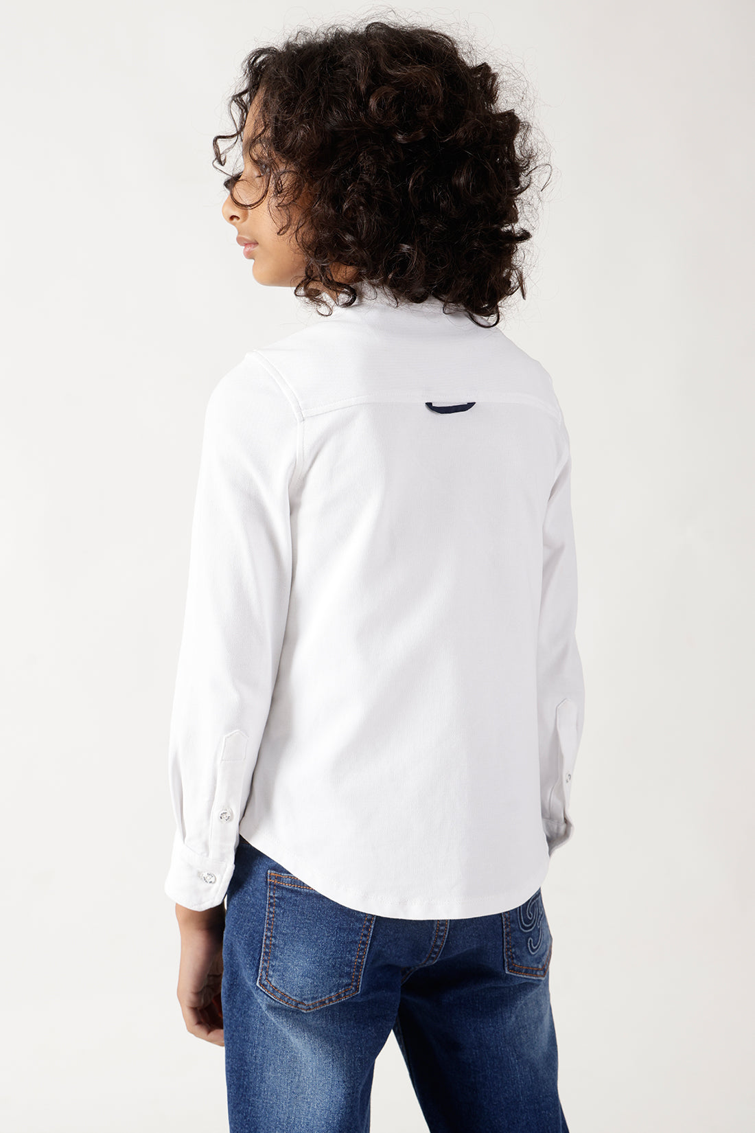 Boys White Regular Fitted Solid Shirts By One Friday