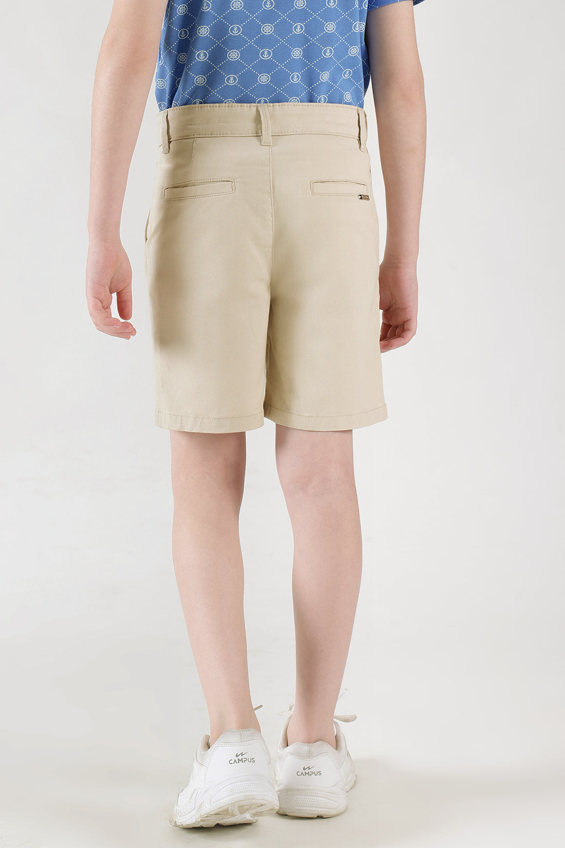 Boys Beige Regular Fit Solid Shorts by One Friday