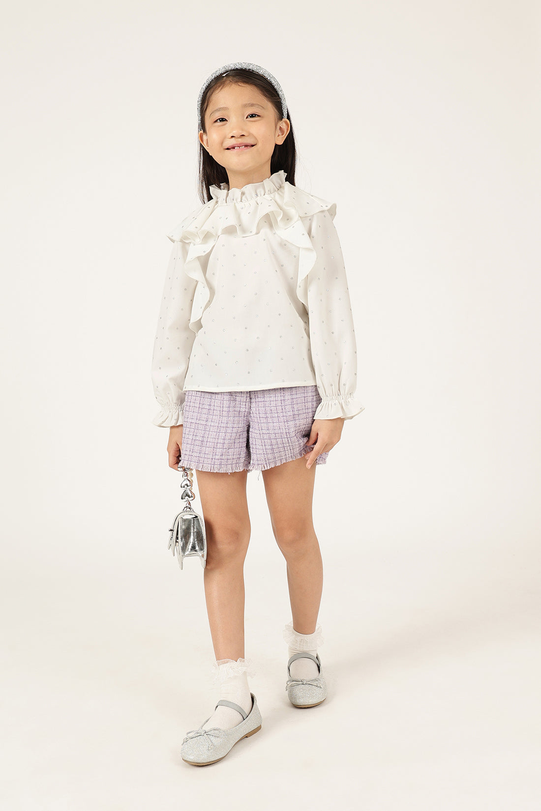 Girls' White Ruffled Top One Friday