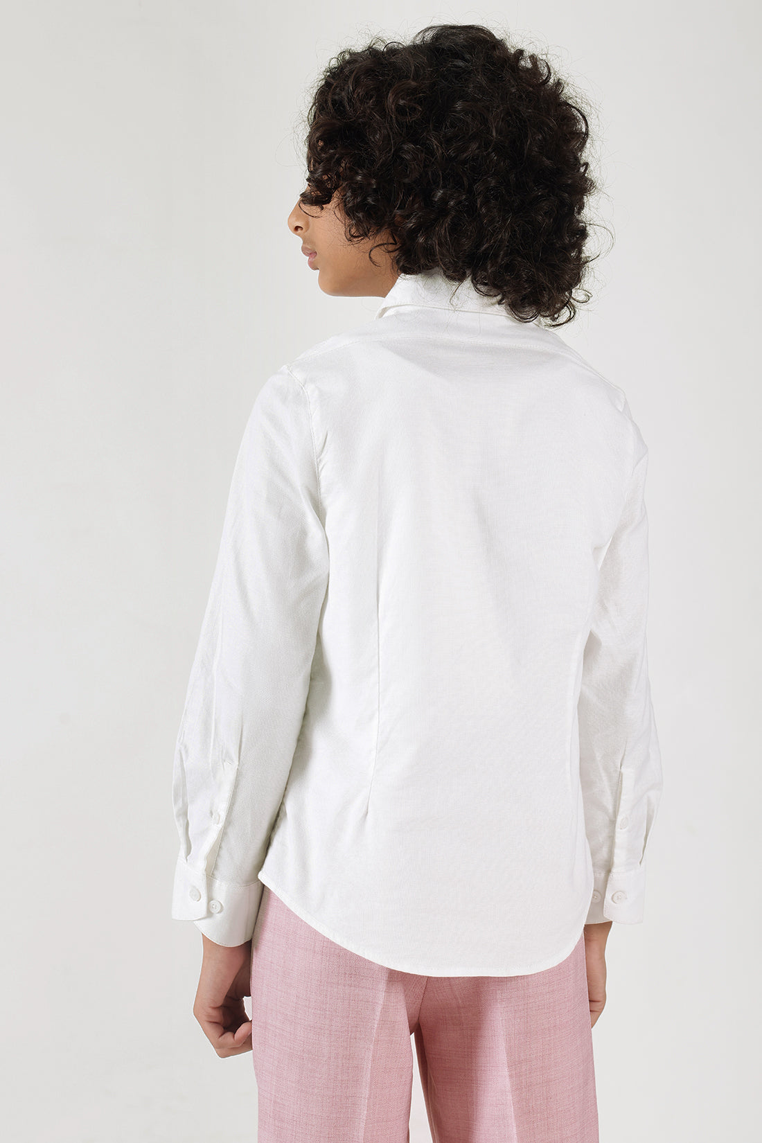 Boys White Regular fit Full sleeve Solid Shirt By One Friday