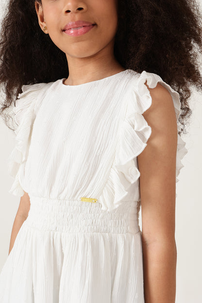 Girls Off-White Regular Fit Sleeveless Solid Top by One Friday